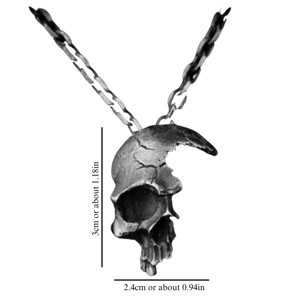 Damaged Half-Face Antique Skull Necklace
