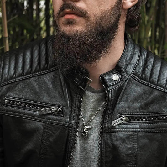 Damaged Half-Face Antique Skull Necklace