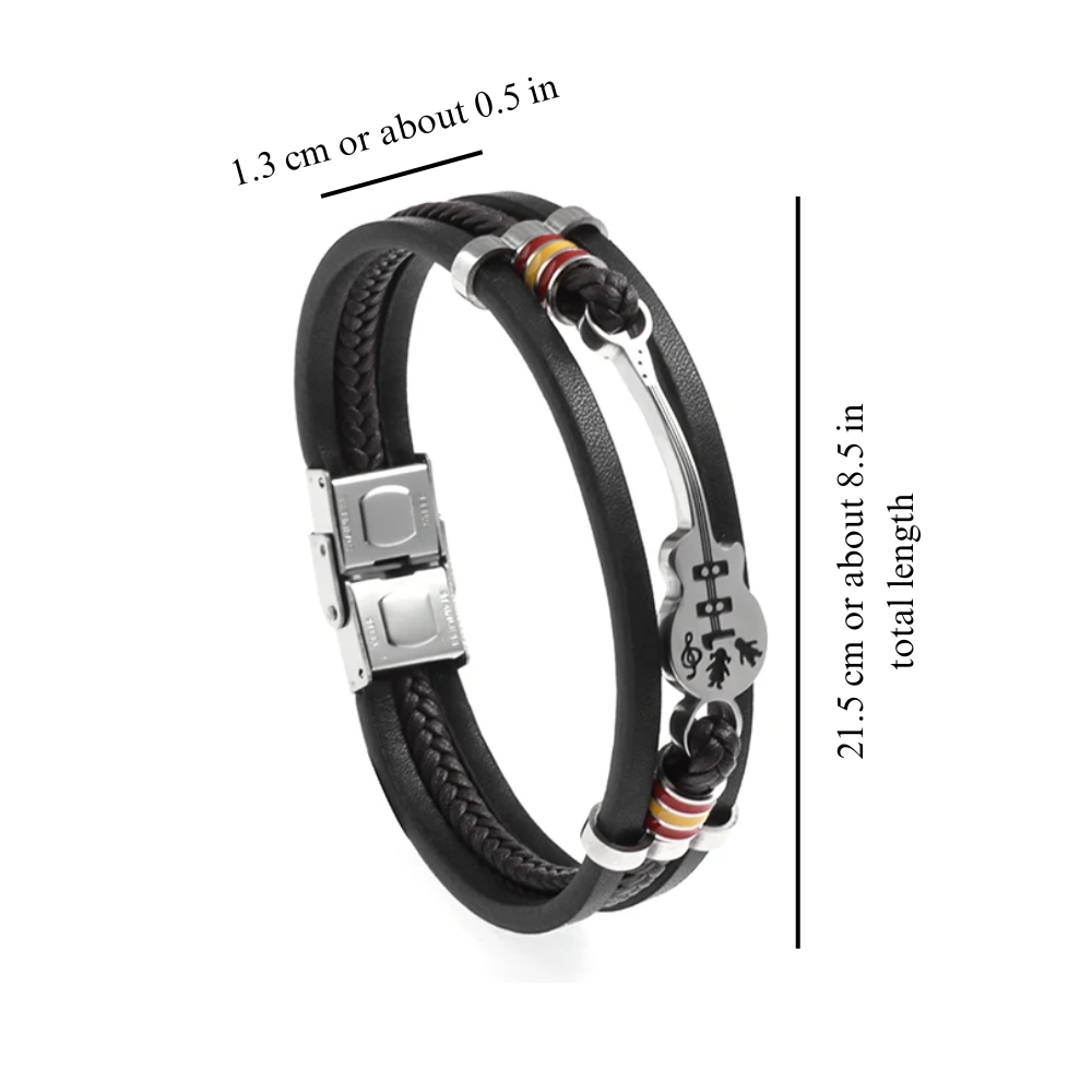 Guitar Leather Bracelet (Adjustable)