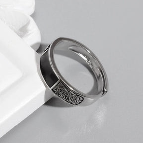 Obsidian Engraved Dragon Ring (Adjustable)